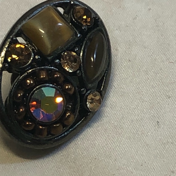 Beautiful Vintage Necklace with Clip on Earrings faux jewelled nickel tone - Picture 3 of 16